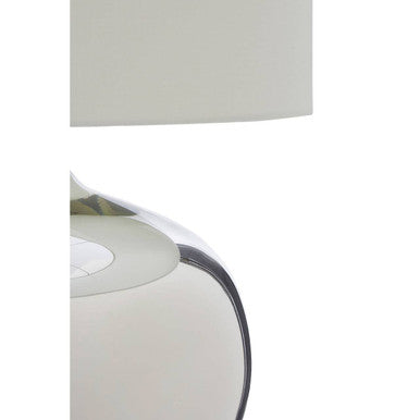 Orsina Carson Glass Table Lamp – Chrome Base with White Fabric Shade