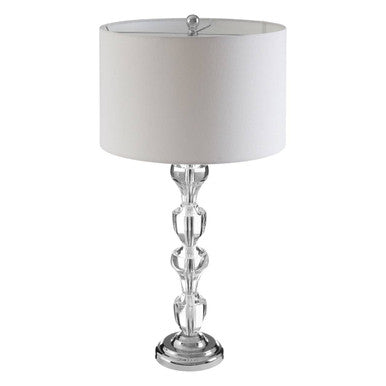 Orsina Carine Glass Table Lamp – Crystal Column with White Fabric Shade