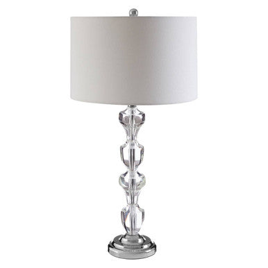 Orsina Carine Glass Table Lamp – Crystal Column with White Fabric Shade