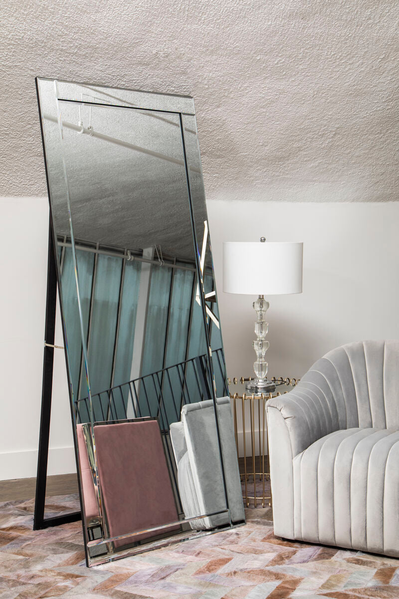 Orsina Carine Glass Table Lamp – Crystal Column with White Fabric Shade