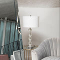 Orsina Carine Glass Table Lamp – Crystal Column with White Fabric Shade