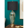 Orsina Carina Amber Glass Table Lamp – Modern Lighting with Black Shade