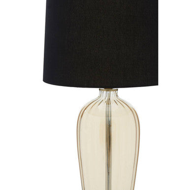 Orsina Carina Amber Glass Table Lamp – Modern Lighting with Black Shade
