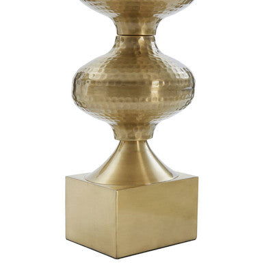 Orsina Carly Brass Table Lamp – Hammered Metal with White Fabric Shade