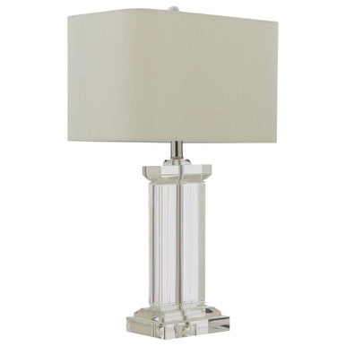 Orsina Chloe Crystal Glass Table Lamp – Luxe Pillar Base with Fabric Shade