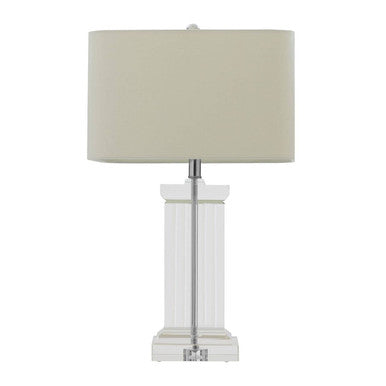 Orsina Chloe Crystal Glass Table Lamp – Luxe Pillar Base with Fabric Shade