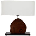Orsina Hestina Wooden Table Lamp – Live Edge Mungur Wood & Linen Shade