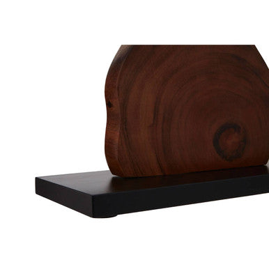 Orsina Hestina Wooden Table Lamp – Live Edge Mungur Wood & Linen Shade