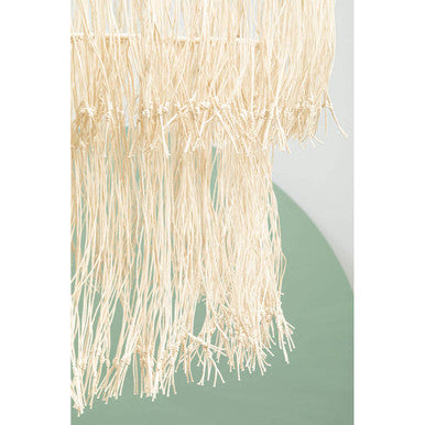 Orsina Hestina Cream Leather 2-Tier Fringe Ceiling Light Pendant