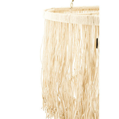 Orsina Hestina Cream Leather 2-Tier Fringe Ceiling Light Pendant