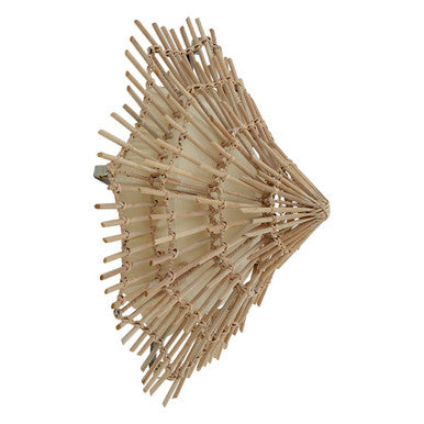 Orsina Hestina Small Woven Rattan Wall Light – Natural Wood Sconce