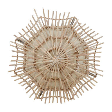 Orsina Hestina Small Woven Rattan Wall Light – Natural Wood Sconce