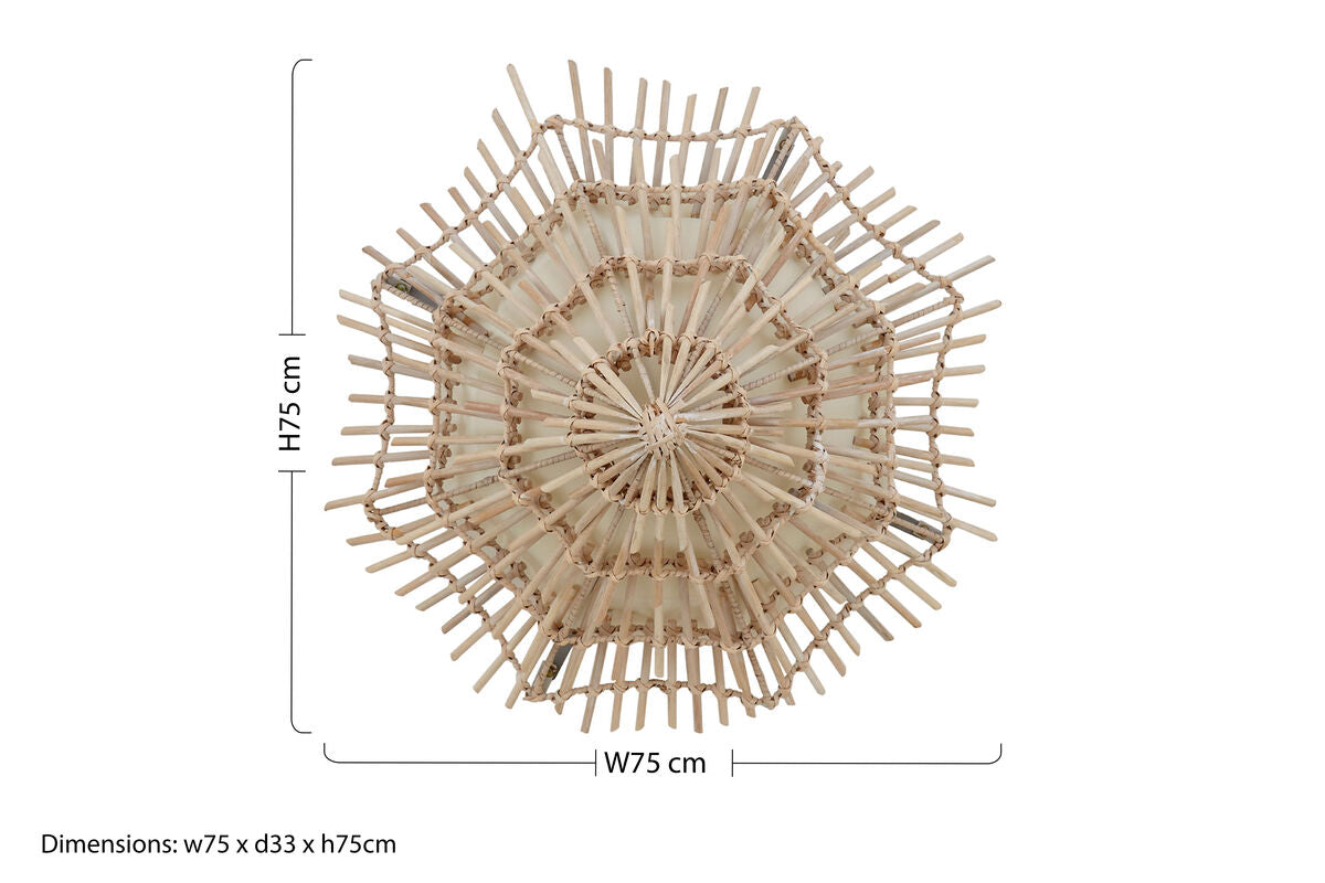 Orsina Hestina Small Woven Rattan Wall Light – Natural Wood Sconce