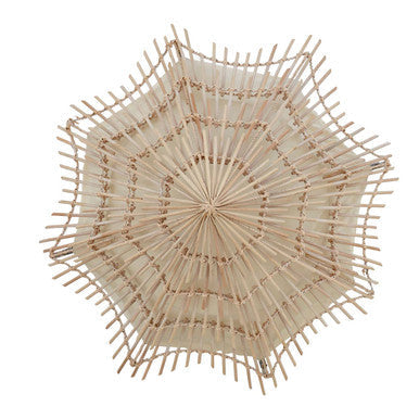 Orsina Hestina Medium Woven Rattan Wall Light – Boho Wood Sconce