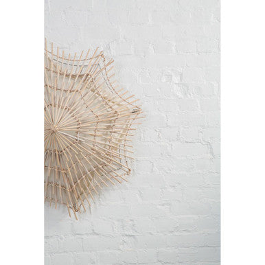 Orsina Hestina Medium Woven Rattan Wall Light – Boho Wood Sconce