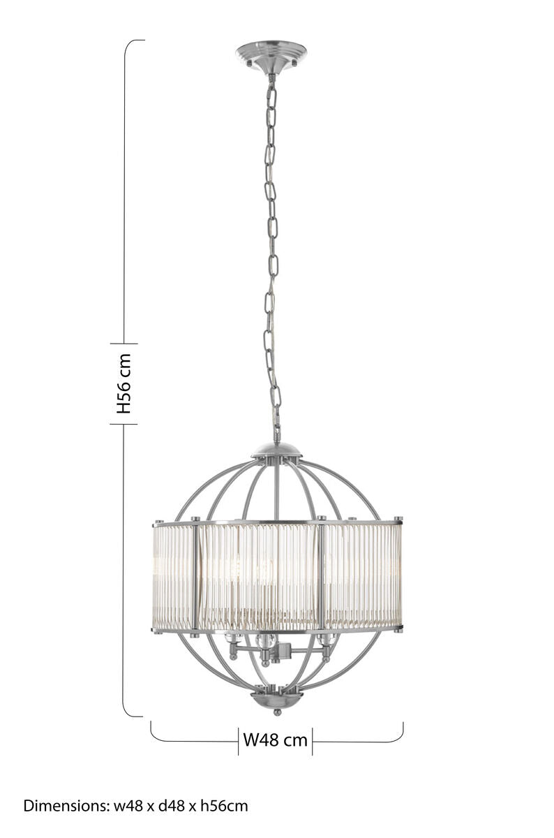 Orsina Abira Pendant Light – Modern Silver Metal and Glass Lamp