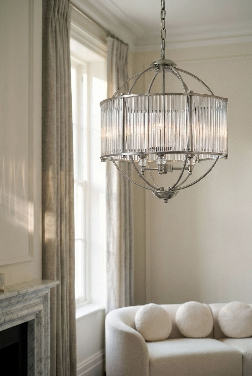 Orsina Abira Pendant Light – Modern Silver Metal and Glass Lamp