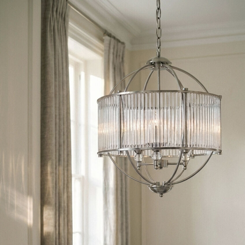 Orsina Abira Pendant Light – Modern Silver Metal and Glass Lamp