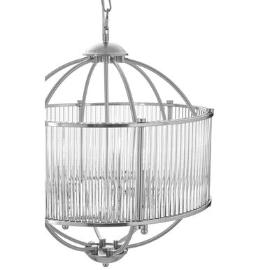 Orsina Abira Pendant Light – Modern Silver Metal and Glass Lamp