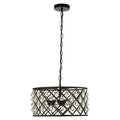 Orsina Abira Matte Black Drum Pendant Light – Crystal Criss-Cross Shade