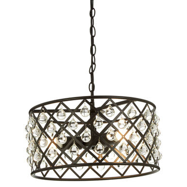 Orsina Abira Matte Black Drum Pendant Light – Crystal Criss-Cross Shade