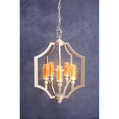 Orsina Alka 5-Bulb Pendant Light – Polished Silver & Glass Shade