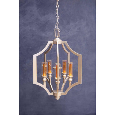 Orsina Alka 5-Bulb Pendant Light – Polished Silver & Glass Shade