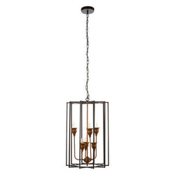 Orsina Allas 6-Bulb Pendant Light – Matte Black Iron Star Motif