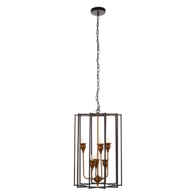 Orsina Allas 6-Bulb Pendant Light – Matte Black Iron Star Motif