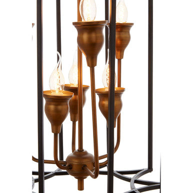 Orsina Allas 6-Bulb Pendant Light – Matte Black Iron Star Motif
