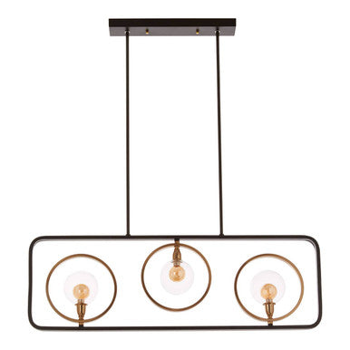 Orsina Abira 3-Bulb Pendant Light – Modern Black and Gold Iron Chandelier