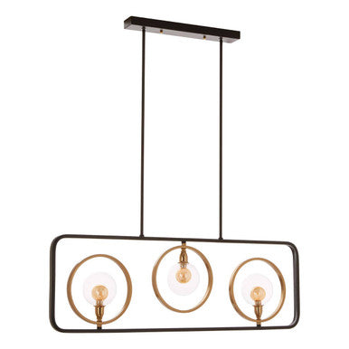 Orsina Abira 3-Bulb Pendant Light – Modern Black and Gold Iron Chandelier