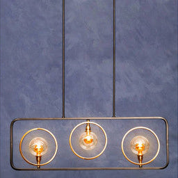 Orsina Abira 3-Bulb Pendant Light – Modern Black and Gold Iron Chandelier