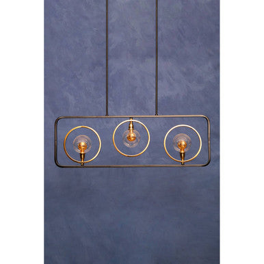 Orsina Abira 3-Bulb Pendant Light – Modern Black and Gold Iron Chandelier