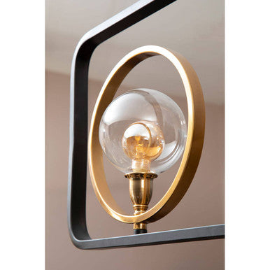 Orsina Abira 3-Bulb Pendant Light – Modern Black and Gold Iron Chandelier