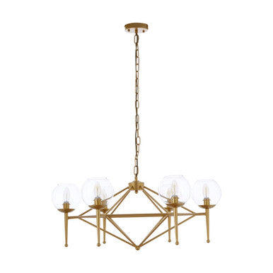 Orsina Abira 6-Bulb Geometric Pendant Light | Gold & Glass Chandelier