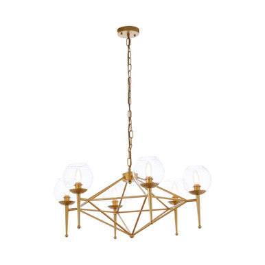 Orsina Abira 6-Bulb Geometric Pendant Light | Gold & Glass Chandelier
