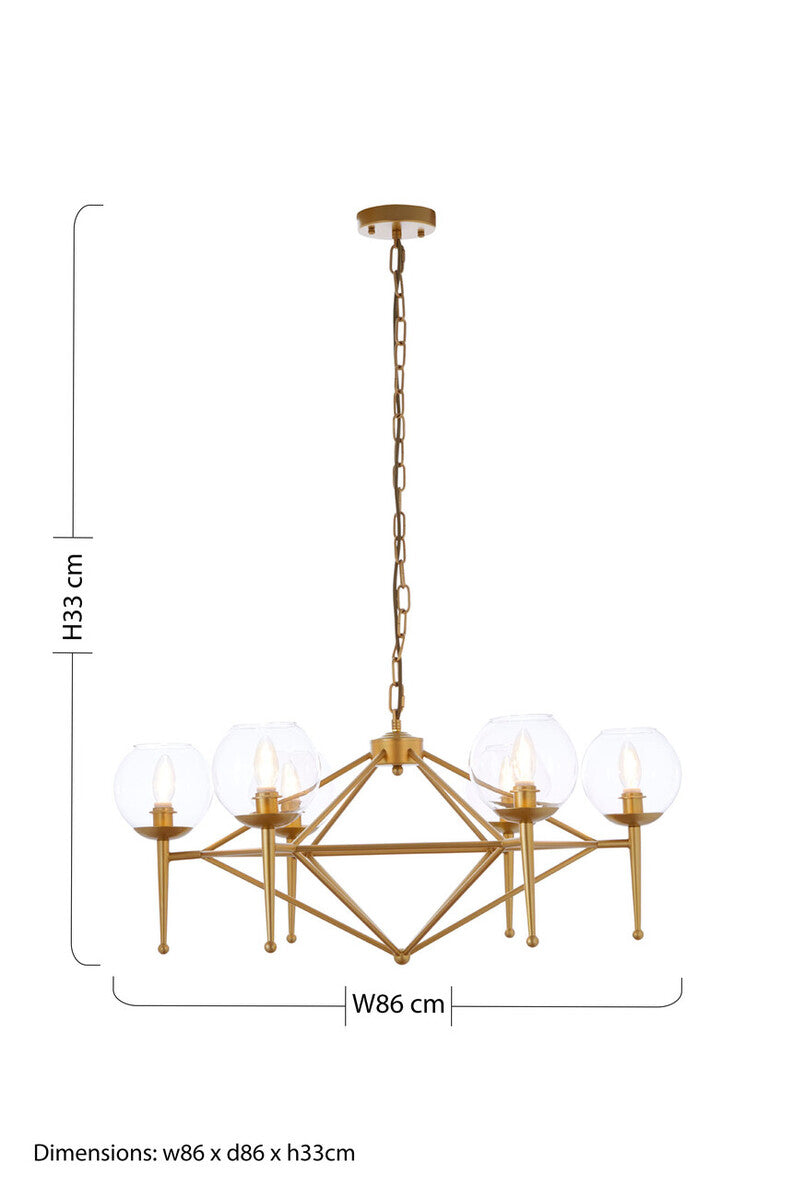 Orsina Abira 6-Bulb Geometric Pendant Light | Gold & Glass Chandelier
