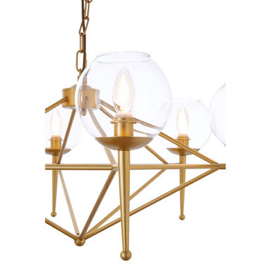 Orsina Abira 6-Bulb Geometric Pendant Light | Gold & Glass Chandelier