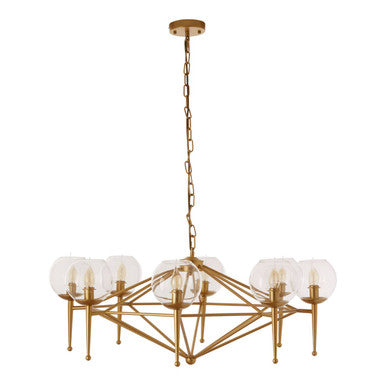 Orsina Abira Gold 8-Arm Geometric Pendant Lamp | Glass Globe Chandelier