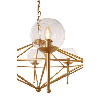 Orsina Abira Gold 8-Arm Geometric Pendant Lamp | Glass Globe Chandelier