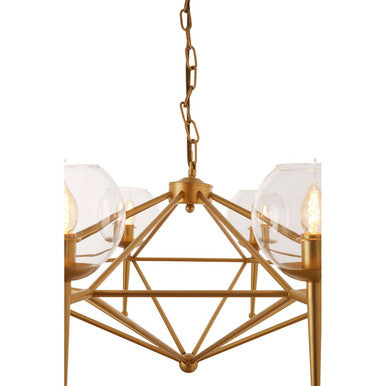 Orsina Abira Gold 8-Arm Geometric Pendant Lamp | Glass Globe Chandelier