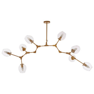 Orsina Abira Light Gold 8-Arm Pendant Lamp | Modern Glass Chandelier