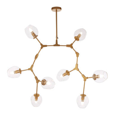 Orsina Abira Light Gold 8-Arm Pendant Lamp | Modern Glass Chandelier