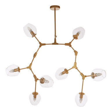 Orsina Abira Light Gold 8-Arm Pendant Lamp | Modern Glass Chandelier