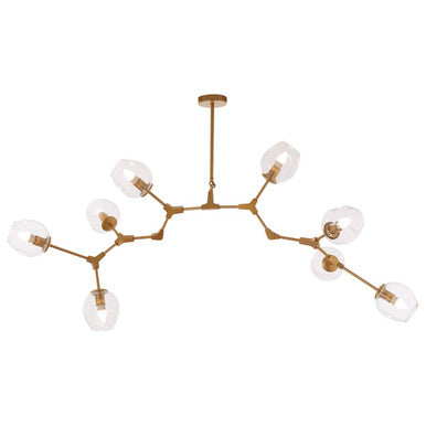 Orsina Abira Light Gold 8-Arm Pendant Lamp | Modern Glass Chandelier