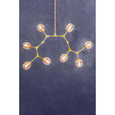 Orsina Abira Light Gold 8-Arm Pendant Lamp | Modern Glass Chandelier