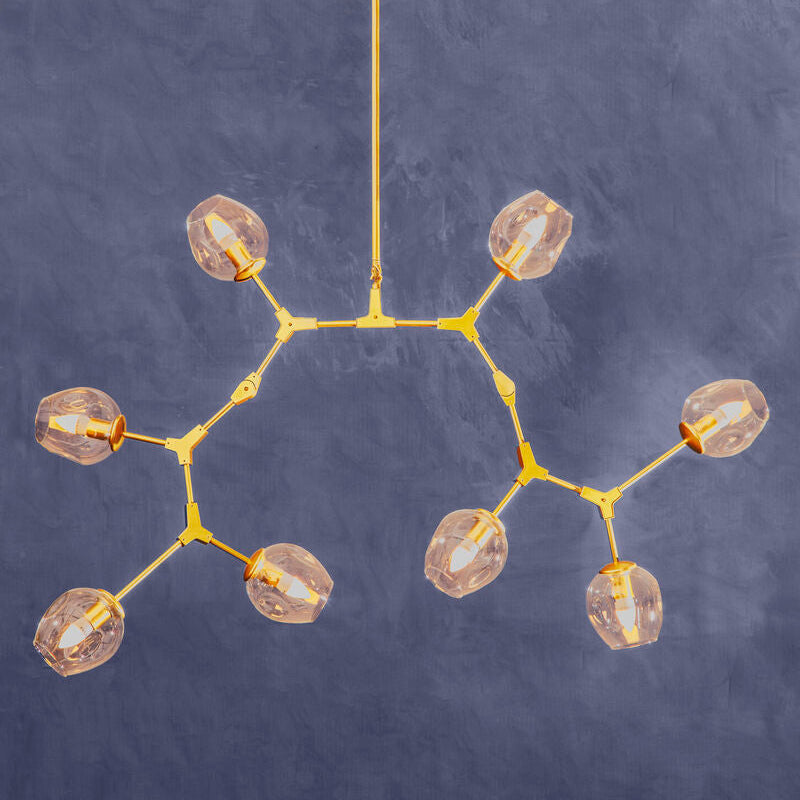 Orsina Abira Light Gold 8-Arm Pendant Lamp | Modern Glass Chandelier