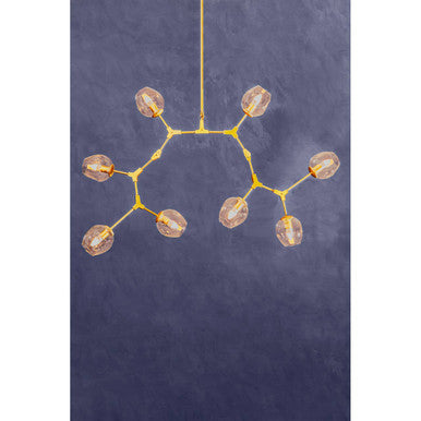Orsina Abira Light Gold 8-Arm Pendant Lamp | Modern Glass Chandelier