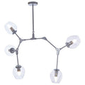 Orsina Abira 5-Arm Silver Pendant Light | Modern Glass & Iron Chandelier